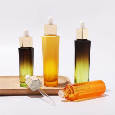 Gradient color hexagon essential oil glass bottle