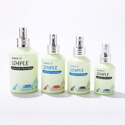 Slanted shoulder glass bottle set with aluminum pump dropper