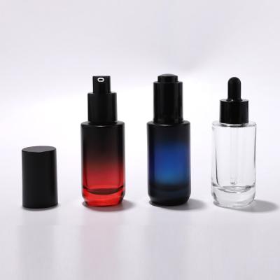 Flat shoulder cosmetic glass dropper bottle set
