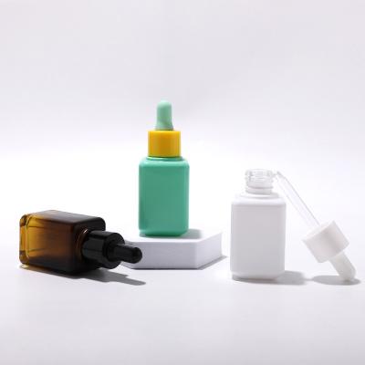 30ml square transparent essential oil serum glass bottle