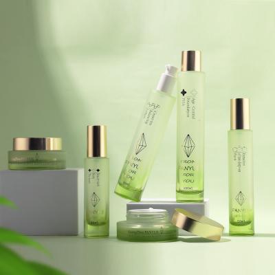 Elegant White Cosmetic Glass Bottle Set