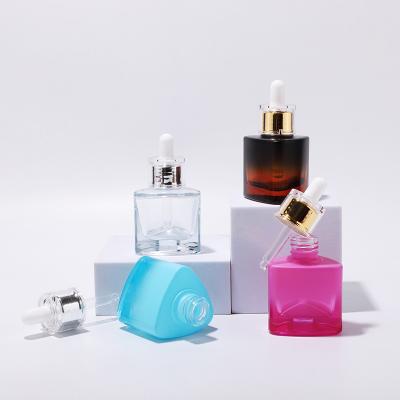 Triangle Amber Glass Dropper Cosmetic Bottle