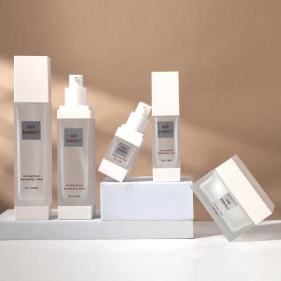 square matte skincare glass bottle set