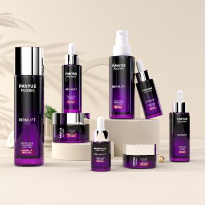 Square Purple Glass Cosmetic Bottle Set