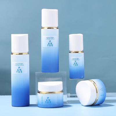 Vertical Stripe Blue Glass Bottle