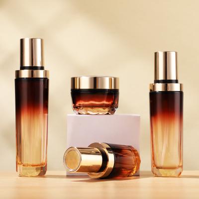 Amber Gradient Glass Cosmetic Bottle