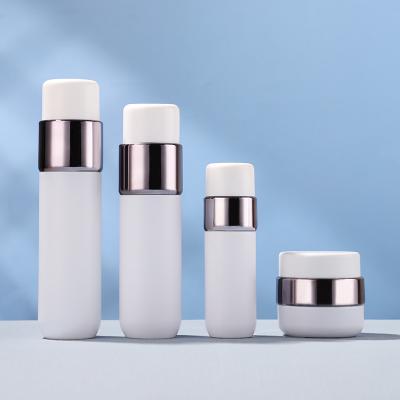 Matte White Straight Glass Cosmetic Bottle