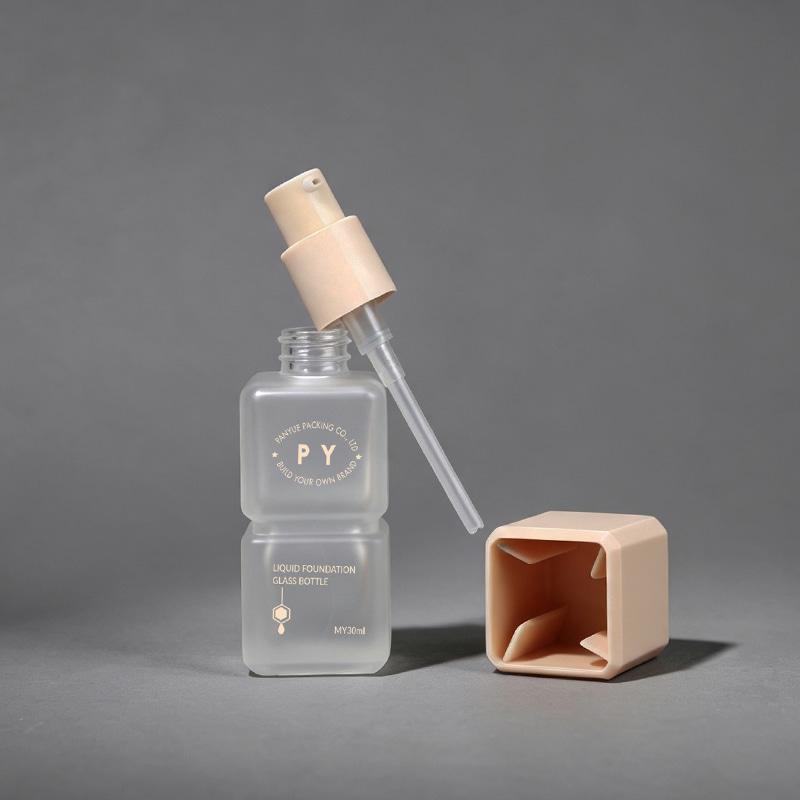 Double Square Foundation Glass Bottle