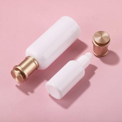 Golden Lid White Glass Bottle Set