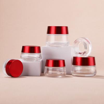 Red Cap Cosmetic Glass Jar