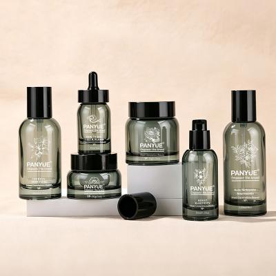 Smoky Grey Glass Cosmetic Bottle Set