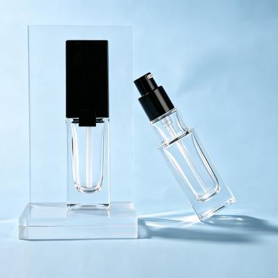 30ml Square Clear Glass Lotion Pump Bottle