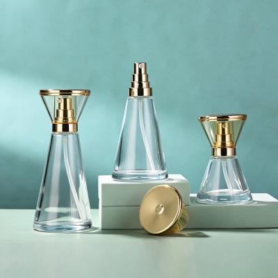 Hourglass Shaped Glass Cosmetic Set with Gold Lid